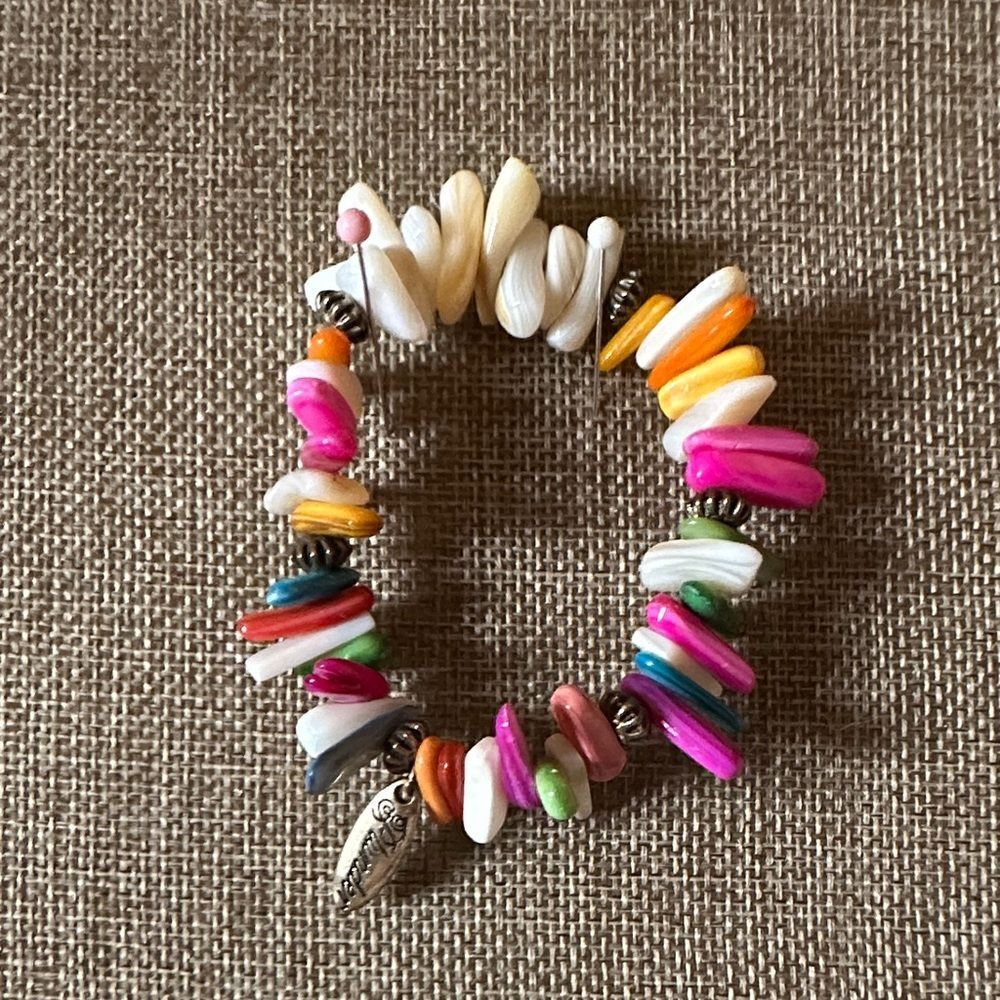 Plunder Colorful Beaded Bracelet with Silver Charm
